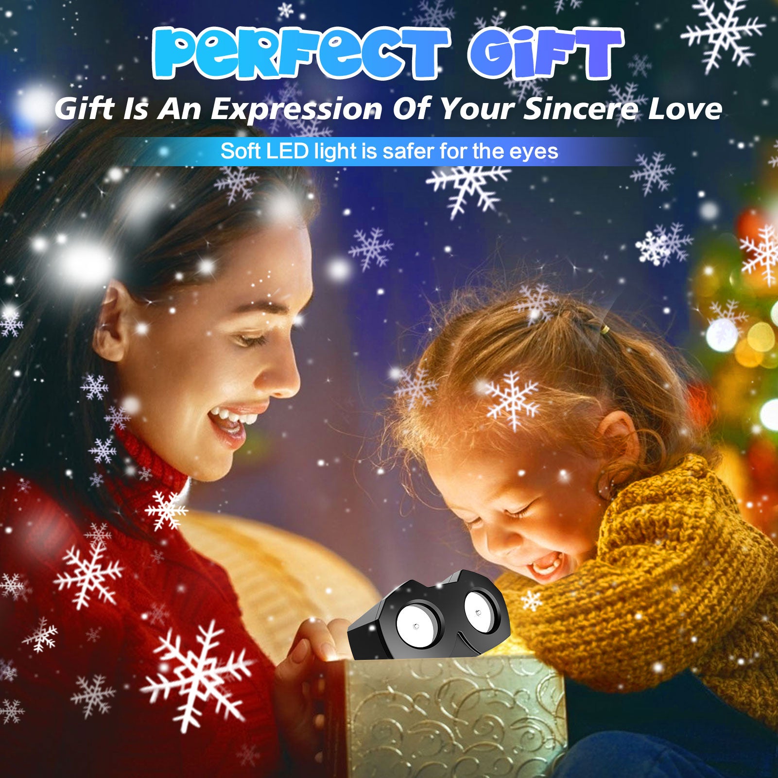 Snowflake Projector Lights, Tanbaby Christmas Snow Night Projection Lamp, IP65 Waterproof Outdoor LED Snow Spotlight for Halloween Holiday Party Home Decor Garden Light Projector, with Remote Control