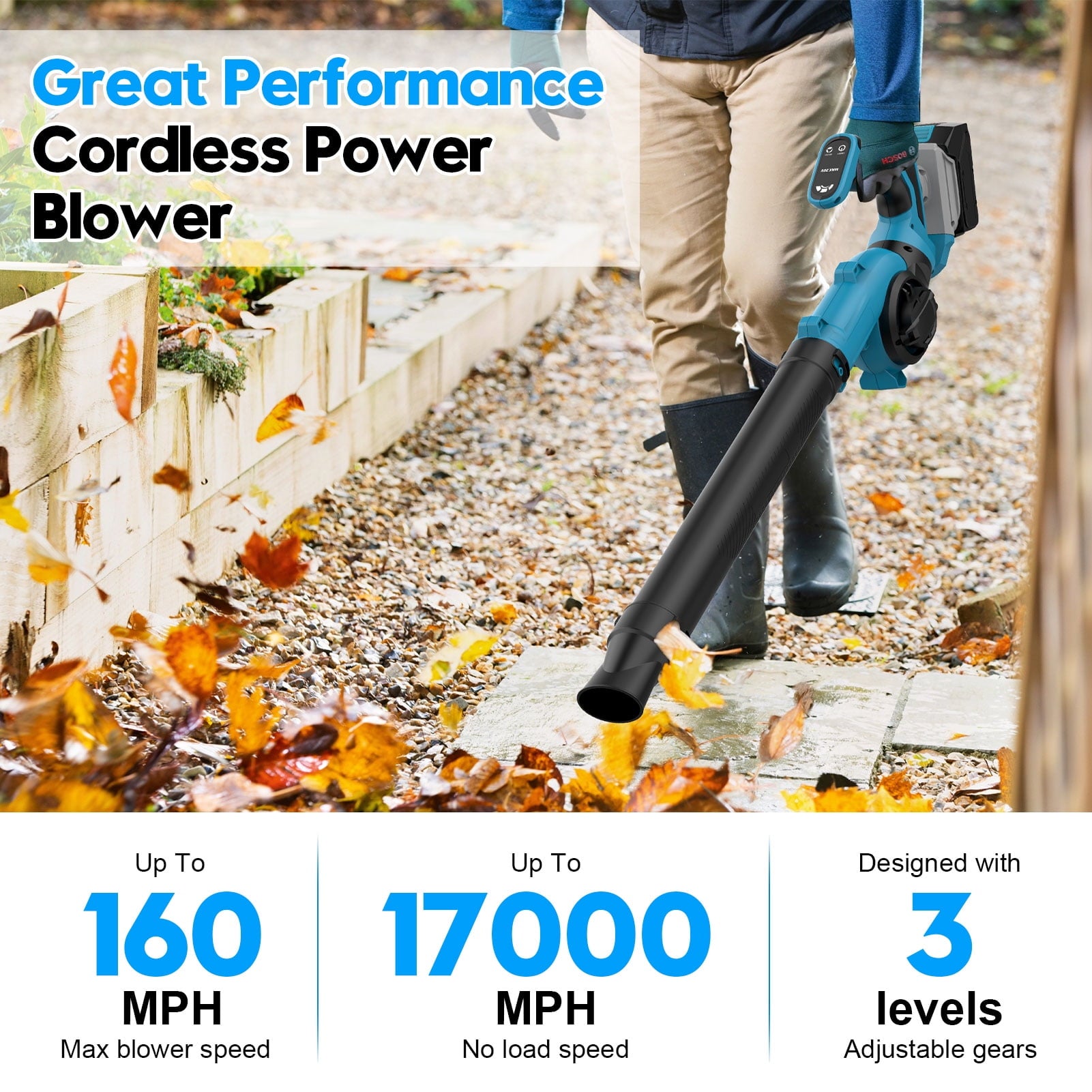 Leaf Blower Cordless with 2 X 3.0Ah Battery and Charger