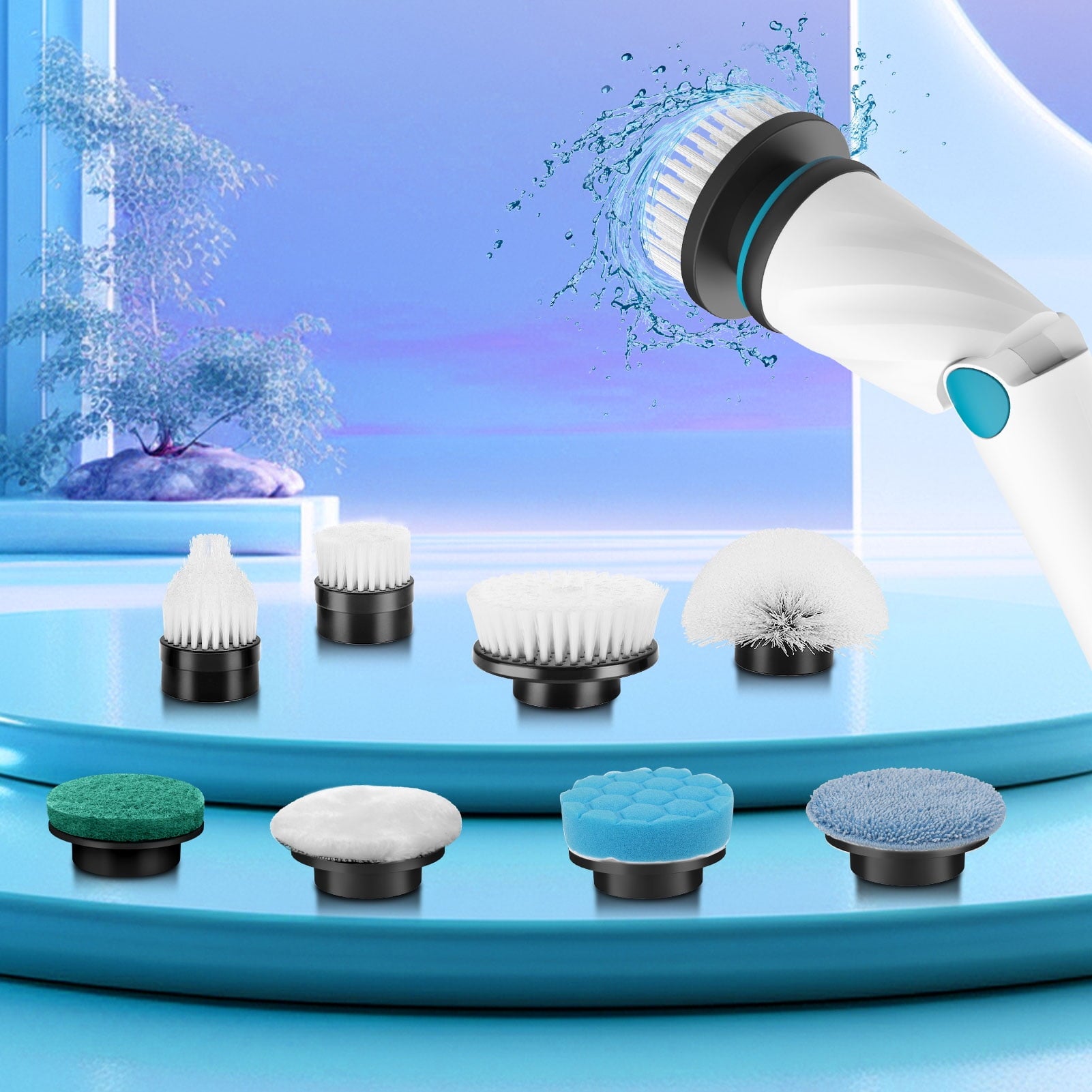 Amiluo Replacement Brush Heads for Electric Spin Scrubber, Cleaning Brush Heads 8 Pack for Amiluo Electric Floor Scrubber