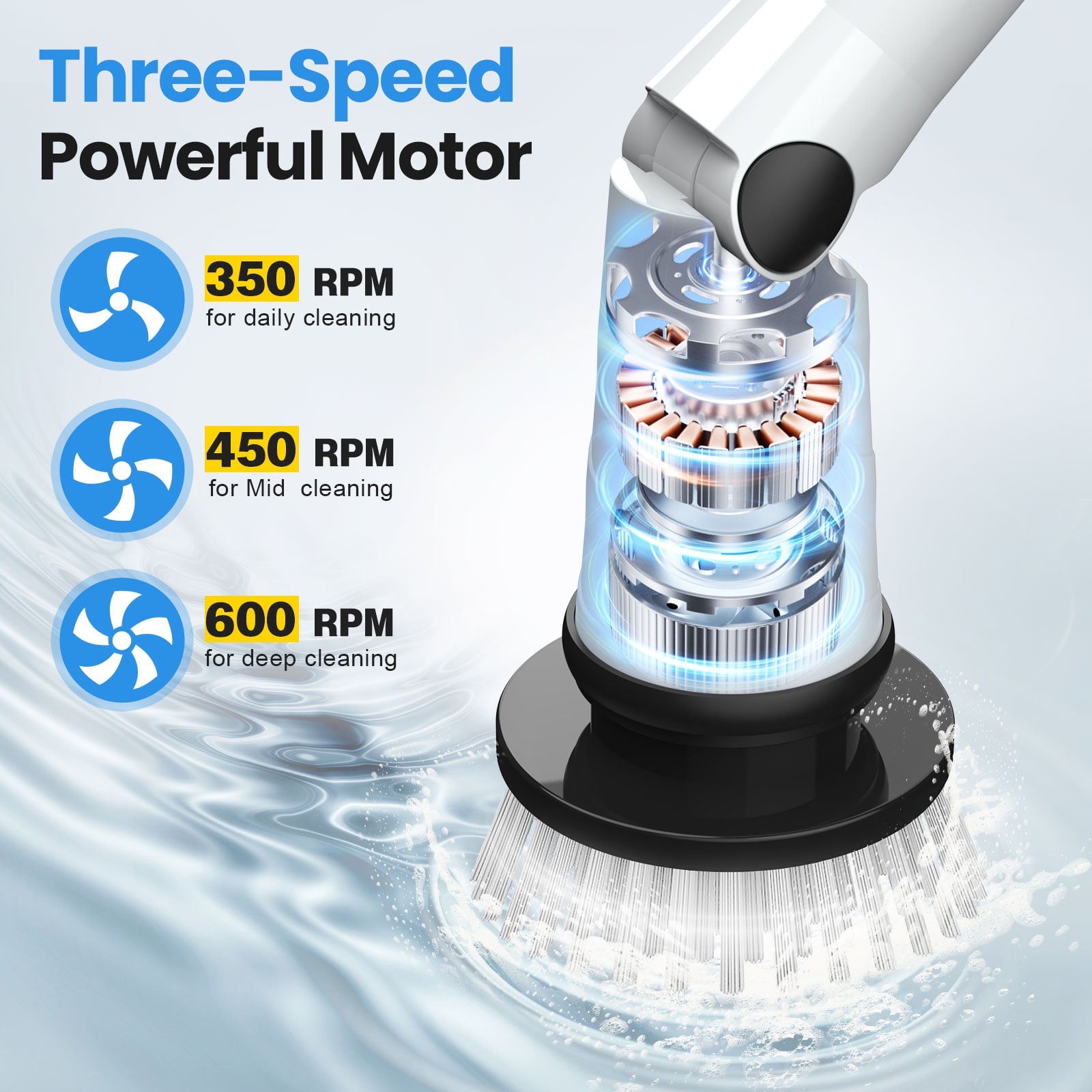 Amiluo Electric Spin Scrubber, Cordless Shower Scrubber Bathroom Cleaning Brush with 3 Power Speeds and Adjustable Extension Handle for Bathtub, Tile, Floor